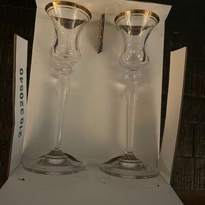Mikasa Jamestown Gold crystal candlestick holders with 24k gold trim